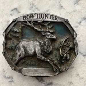 Vintage Bow Hunter Elk Belt Buckle USA